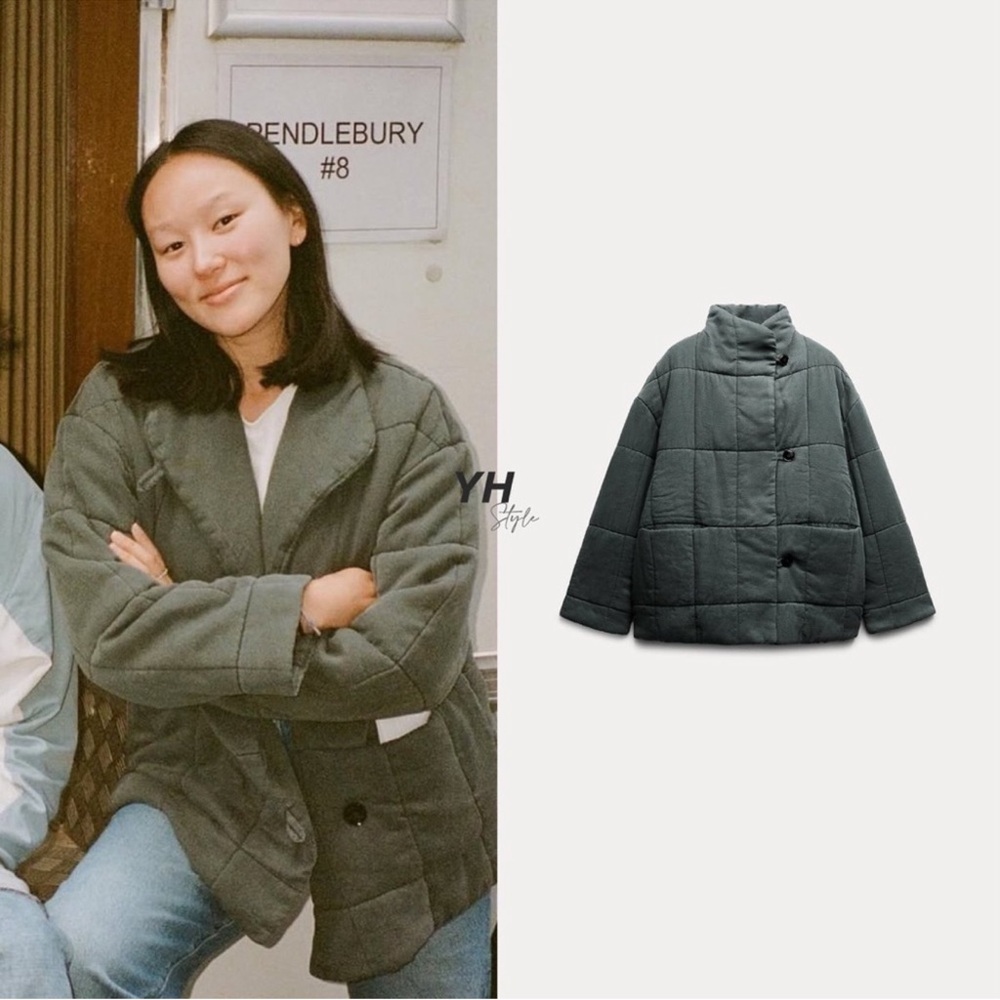 Zara Dark Green Puffer Jacket